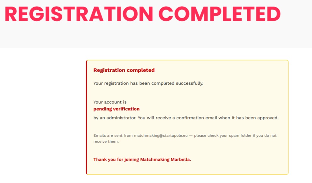 Registration completed