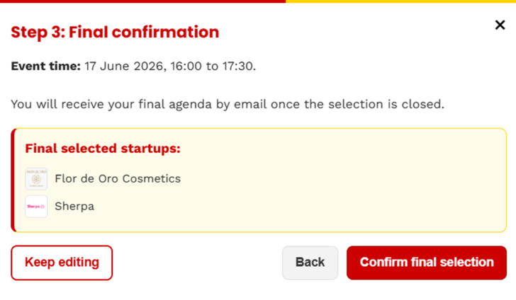 Final confirmation