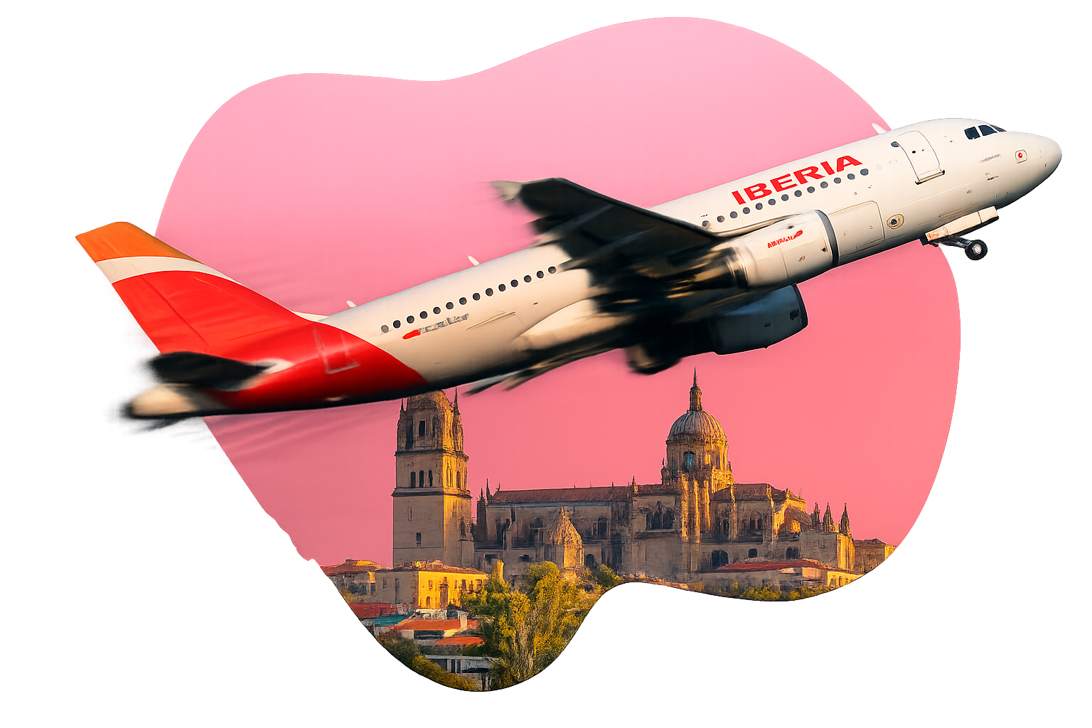 Plane illustration for travel to Salamanca