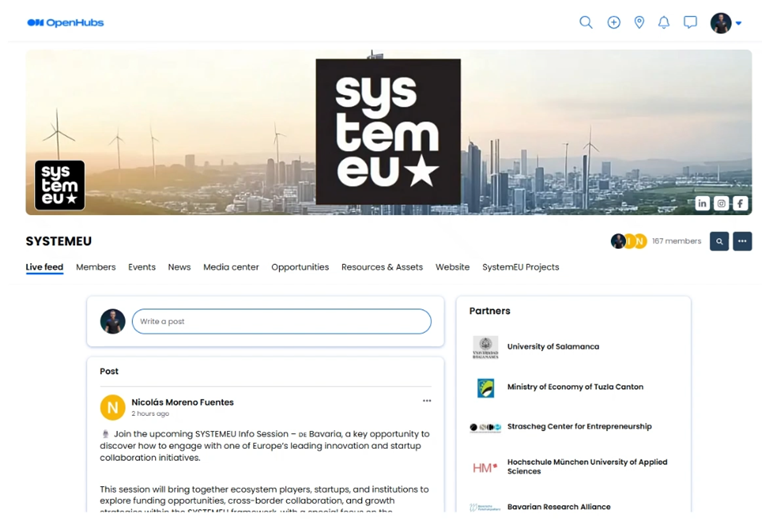 Step 10 - SYSTEMEU Community feed