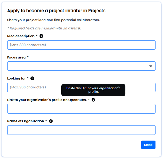 Step 12 - Fill in the Project Initiator form