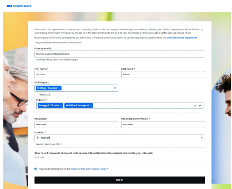 Step 4 - Complete information and log in